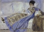 Pierre Renoir Madame Monet Reclining on a Sofa Reading Le Figaro USA oil painting reproduction